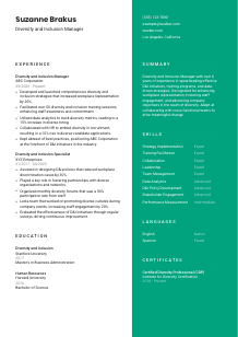 Diversity and Inclusion Manager Resume Template #16