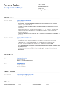 Diversity and Inclusion Manager Resume Template #8