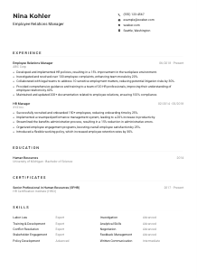 Employee Relations Manager Resume Example