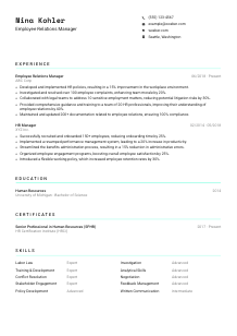 Employee Relations Manager CV Template #18
