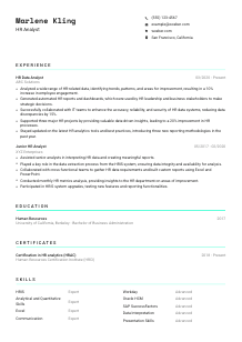 HR Analyst Resume Template #3