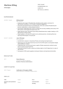HR Analyst Resume Template #1