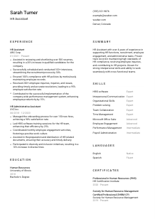 HR Assistant Resume Template #2
