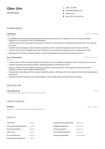 HR Executive Resume Example