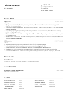 HR Generalist Resume Example