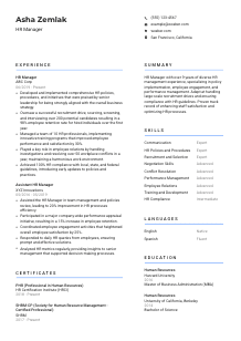 HR Manager Resume Template #2