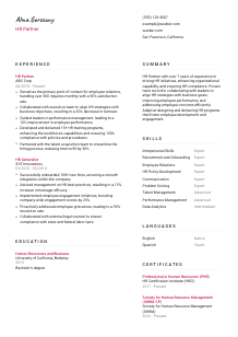 HR Partner CV Template #2