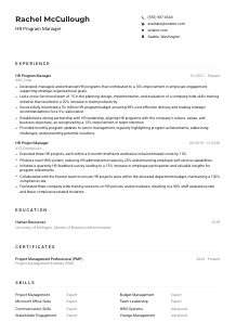 HR Program Manager CV Example