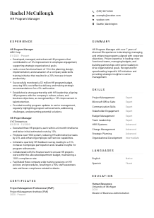 HR Program Manager CV Template #1