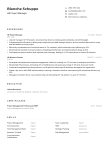 HR Project Manager CV Example