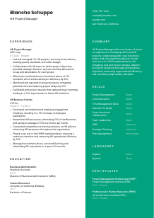 HR Project Manager Resume Template #2