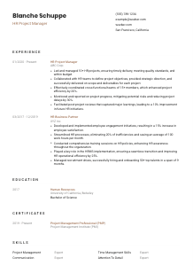 HR Project Manager CV Template #1