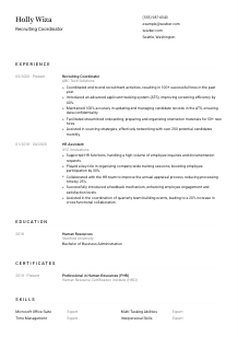 Recruiting Coordinator CV Template #1