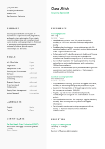 Sourcing Specialist CV Template #14