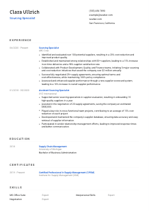 Sourcing Specialist CV Template #8