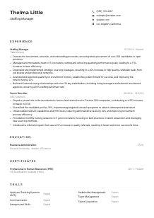 Staffing Manager Resume Example