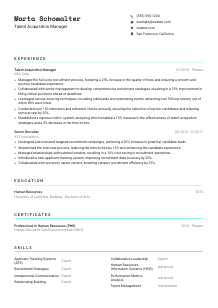 Talent Acquisition Manager Resume Template #3