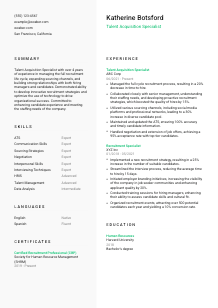 Talent Acquisition Specialist Resume Template #2