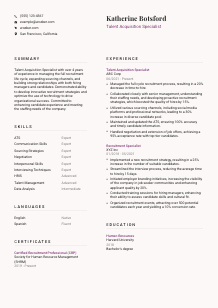 Talent Acquisition Specialist Resume Template #3