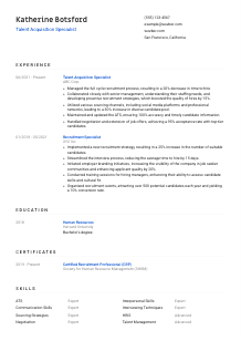Talent Acquisition Specialist Resume Template #1