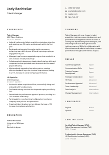 Talent Manager CV Template #2