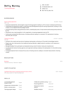 Training Manager Resume Template #4
