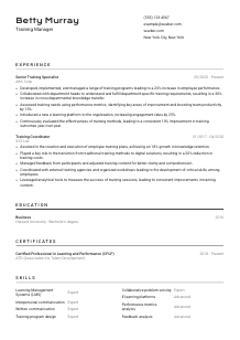 Training Manager Resume Template #9