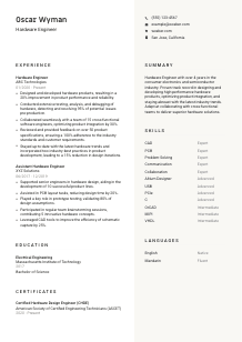 Hardware Engineer Resume Template #2