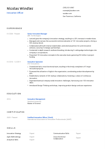 Innovation Officer Resume Template #1
