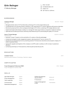 IT Delivery Manager CV Example