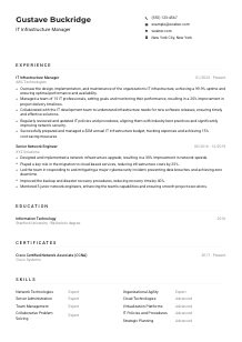 IT Infrastructure Manager Resume Example