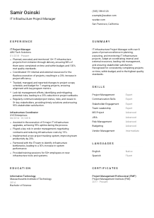 IT Infrastructure Project Manager Resume Template #1