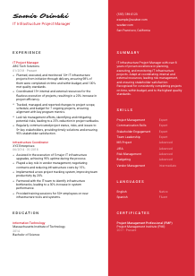 IT Infrastructure Project Manager CV Template #3