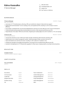 IT Service Manager CV Example