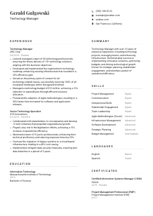 Technology Manager Resume Template #7