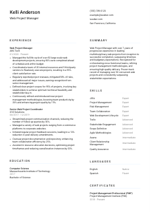 Web Project Manager CV Template #5