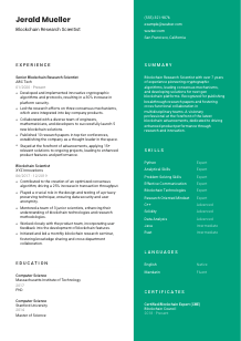 Blockchain Research Scientist Resume Template #2