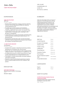 Cyber Security Analyst Resume Template #11