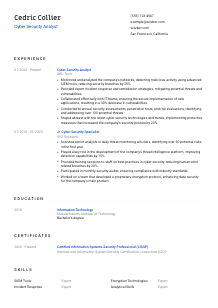Cyber Security Analyst Resume Template #8