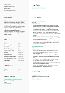 Cybersecurity Researcher Resume Template #2