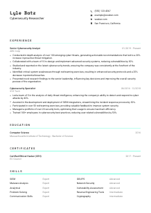 Cybersecurity Researcher Resume Template #3
