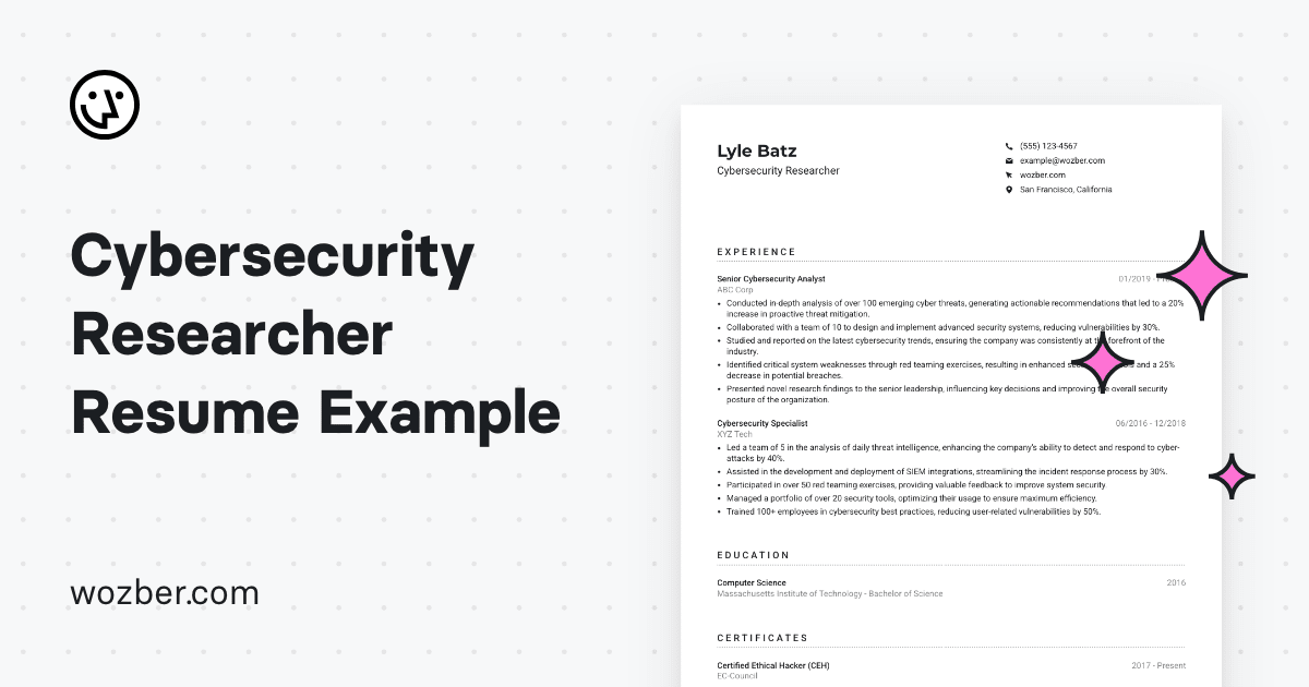 Cybersecurity Researcher CV Example