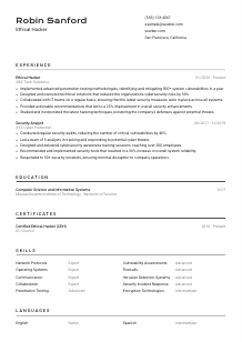 Ethical Hacker Resume Template #9