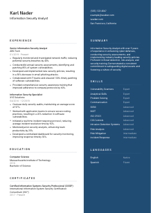 Information Security Analyst Resume Template #15