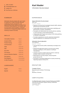 Information Security Analyst Resume Template #19