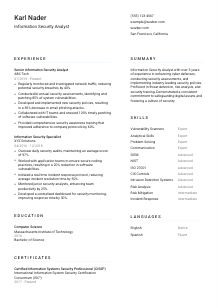 Information Security Analyst Resume Template #5