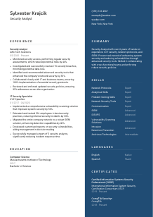 Security Analyst Resume Template #2