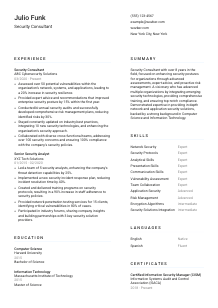 Security Consultant Resume Template #5
