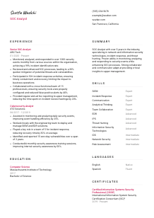 SOC Analyst CV Template #2