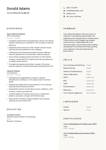 Cisco Network Engineer CV Template #13